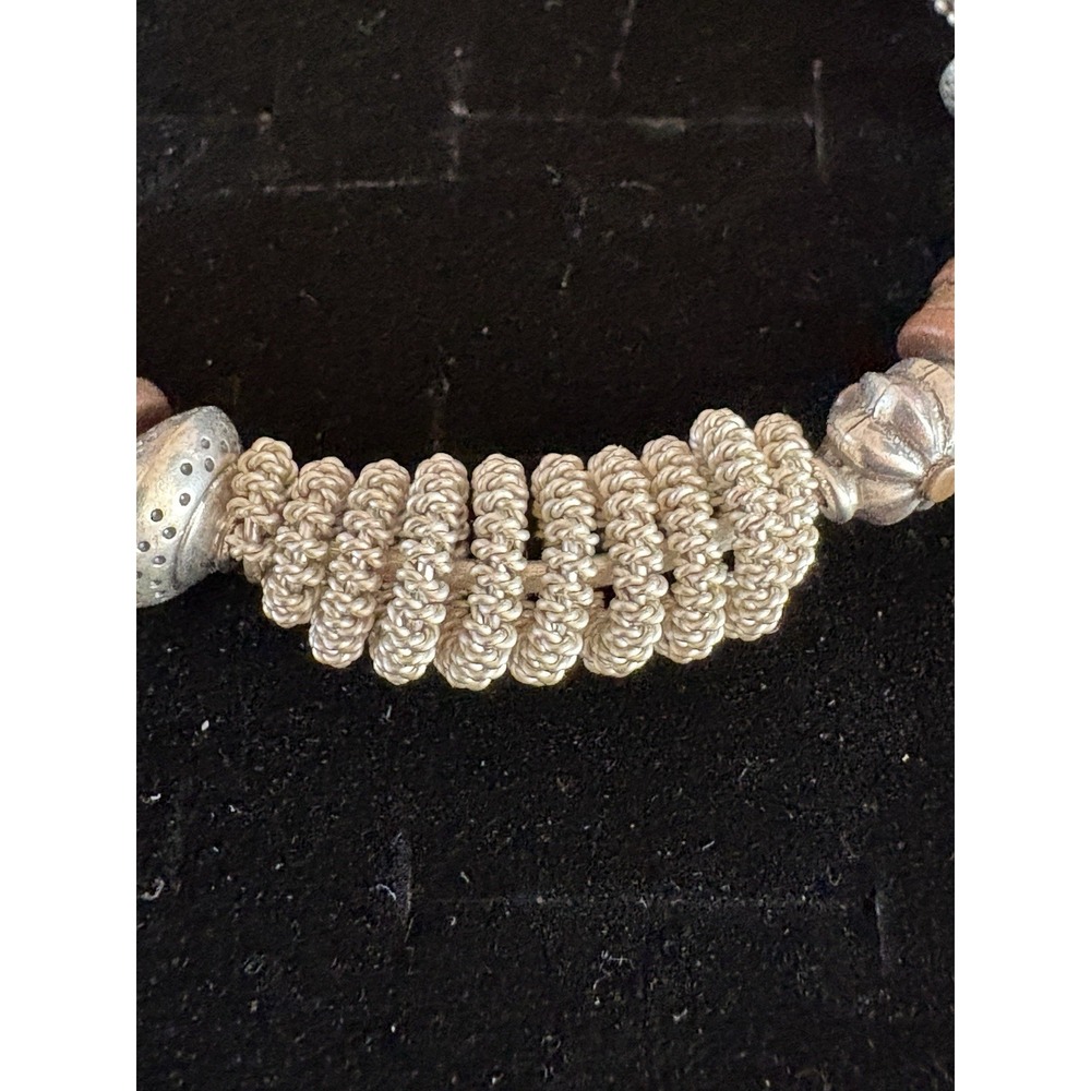 Artisan Sterling Silver Copper Bead Statement Fancy Wire Wrap Bracelet 46 Grams - Picture 4 of 16